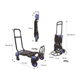 Πτυσσόμενο Καρότσι Αλουμινίου Δίτροχο & Πλατφόρμα | 137/68kg Φορτίο